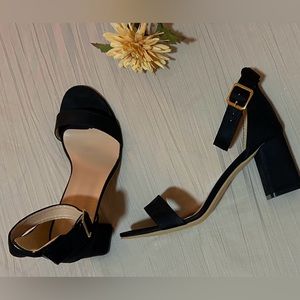 Black Ankle Strap Heeled Sandals